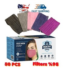 50 PCS Face Mask Non Medical Surgical Disposable 3-Ply Mouth Cover-Mix Color