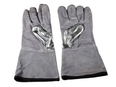 Red Wolf Large 14in Aluminized Split Leather Heat Resistant Welding Gloves Pair