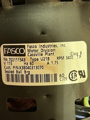 Fasco Draft Inducer Fan. P/N 702111543. Works. Free Shipping.