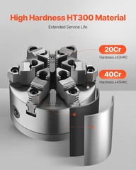 6-Jaw Lathe Chuck, 6 Inch (160 mm), Self-Centering Chuck with D1-4 Cam Lock Back
