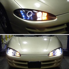 1998 2004 Dodge Intrepid LED Dual Rims Projector Headlights Pair Black