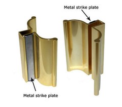 3″ Bright Gold Frameless Shower Door Handle with Metal Strike