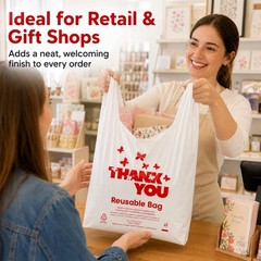 YoYoRain Reusable LDPE Shopping Bags with Handles 12x7x23, 2.25 Mil Thick, Wh…