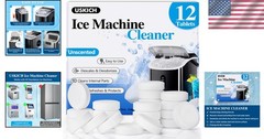 12 Pack Ice Machine Cleaner Tablets – Non-Toxic Descaler for Crystal Clear Ice