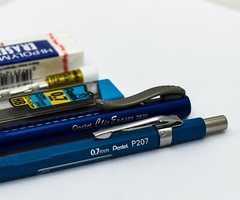 Pentel Sharp P207 0.7mm Mechanical Pencil 5-Piece Bundle with Lead & Erasers