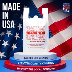 Thank You Plastic T-Shirt Bags 11.5×6.5×21 for Grocery Retail Shopping Carry Out
