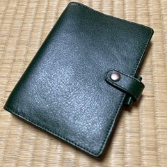 Filofax Leather Pocket Windsor 4 Hole Green Leather Cover Used W/ Box From Japan