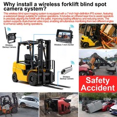 Forklift Blind Spot Assistance System 2.4G Wireless Camera Moniter 2 Lens Switch