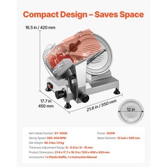 VEVOR Commercial 12″ Blade Meat Slicer Deli Food cutter Electric slicer 440RPM