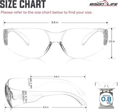 Bison Life Safety Glasses: 12-Pair Pack, Scratch-Resistant & Impact-Resistant