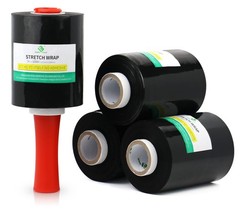 Mini Black Industrial Stretch Shrink Wrap Film Handles 80 Gauge 5 In 4 Pack Set