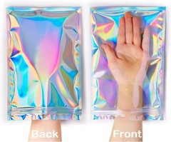 100/200 PCS Holographic Mylar Foil Bag Resealable Ziplock Pouch Packaging Clear