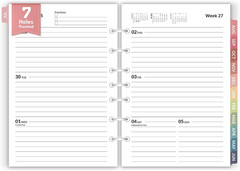 2026 Weekly & Monthly Planner Refills for A5 7-Ring Binders, July