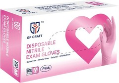 GP Craft Pink Nitrile Gloves 3.5Mil Powder Latex Free Disposable (100pcs)