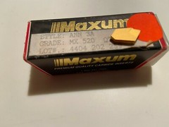 ANN 3A, GRADE MX 520 TiN COATED CARBIDE INSERT, MAXUM, NEW, 10 INSERT/LOT, USA