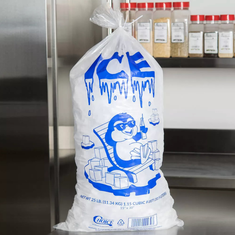 1000 CASE 25 Lb Clear Plastic Ice Bags Store Machine Commercial Barcode 25LB UPC