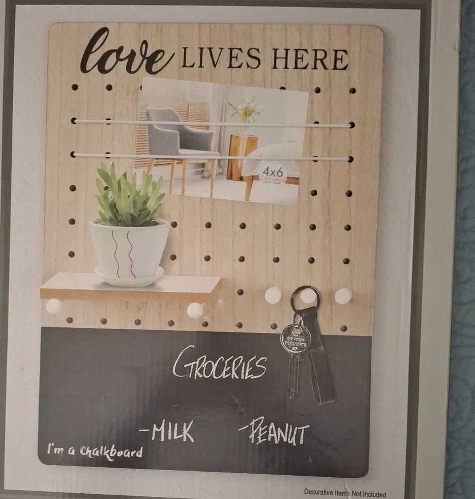 Trueliving Pegboard Wall Organizer Chalkboard 11.8in X 15.7in