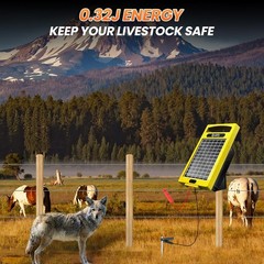Solar Powered Electric Fence Charger 20 Mile Energizer for Livestock Animals