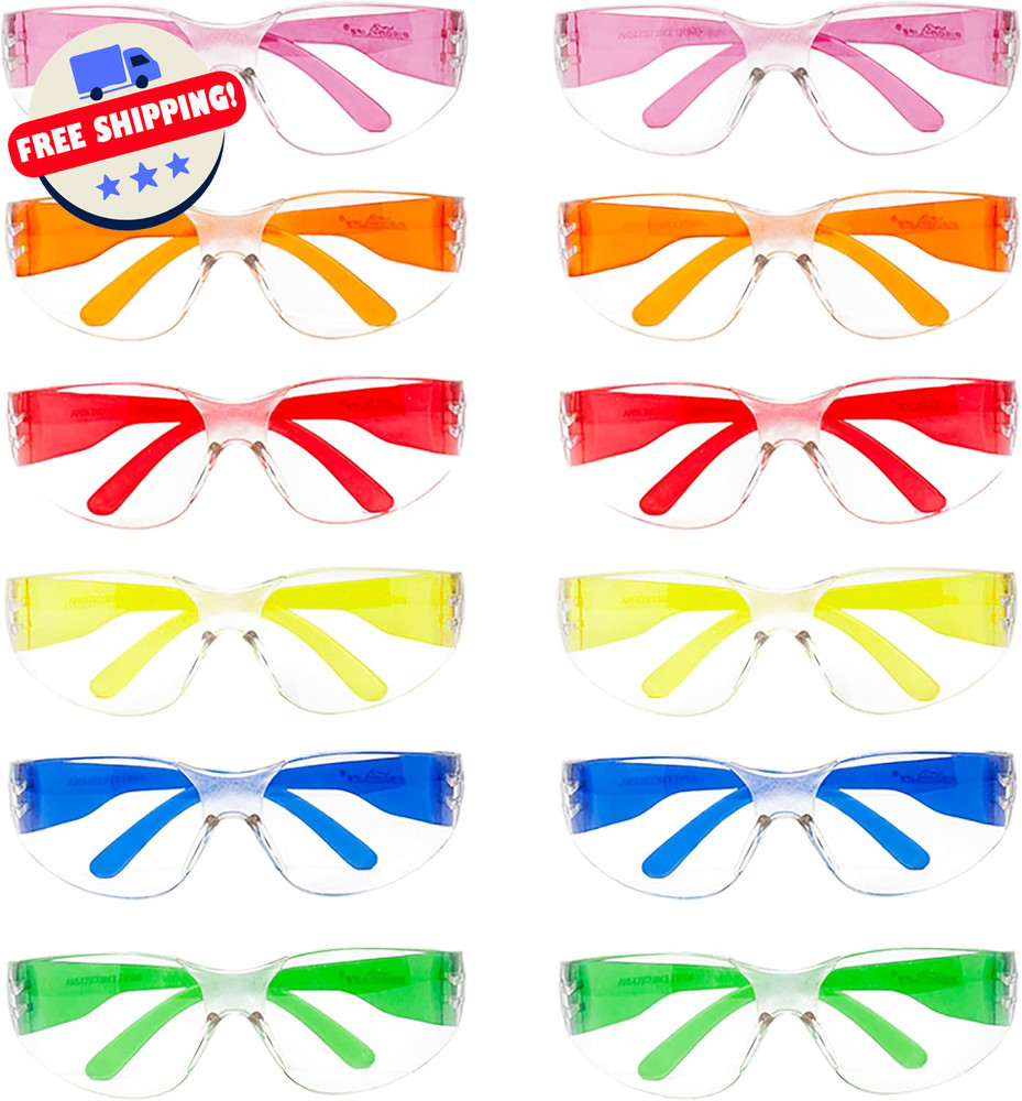Safety Glasses – Scratch Resistant Wraparound Eyeware, Polycarbonate, 12 Colors