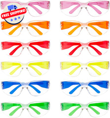Safety Glasses – Scratch Resistant Wraparound Eyeware, Polycarbonate, 12 Colors