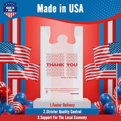 1000 Count Thank You Plastic Bags 12 X 6.5 X 21 White T-Shirt Grocery Bulk