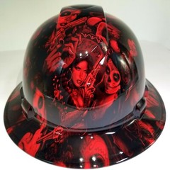 FULL BRIM Hard Hat custom hydro dipped, NEW CANDY RADIOACTIVE RED BANDITO GIRLS