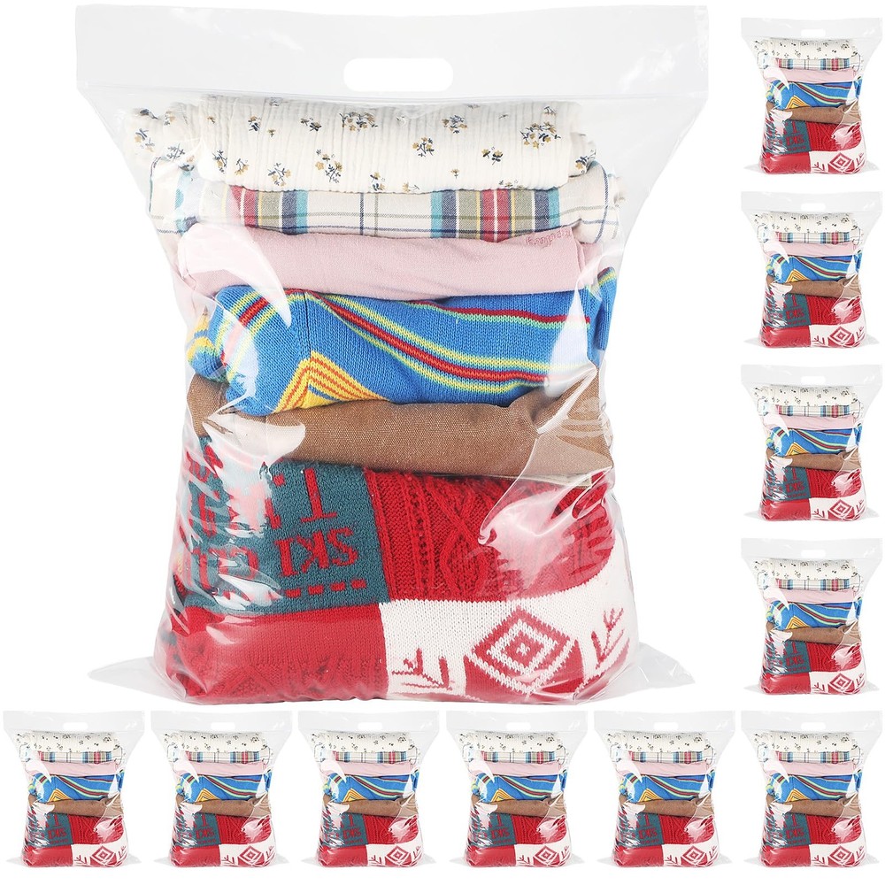 12 Pcs Large Plastic Storage Bags with Zipper Top 20 x 17 Inches Heavy Duty 6…