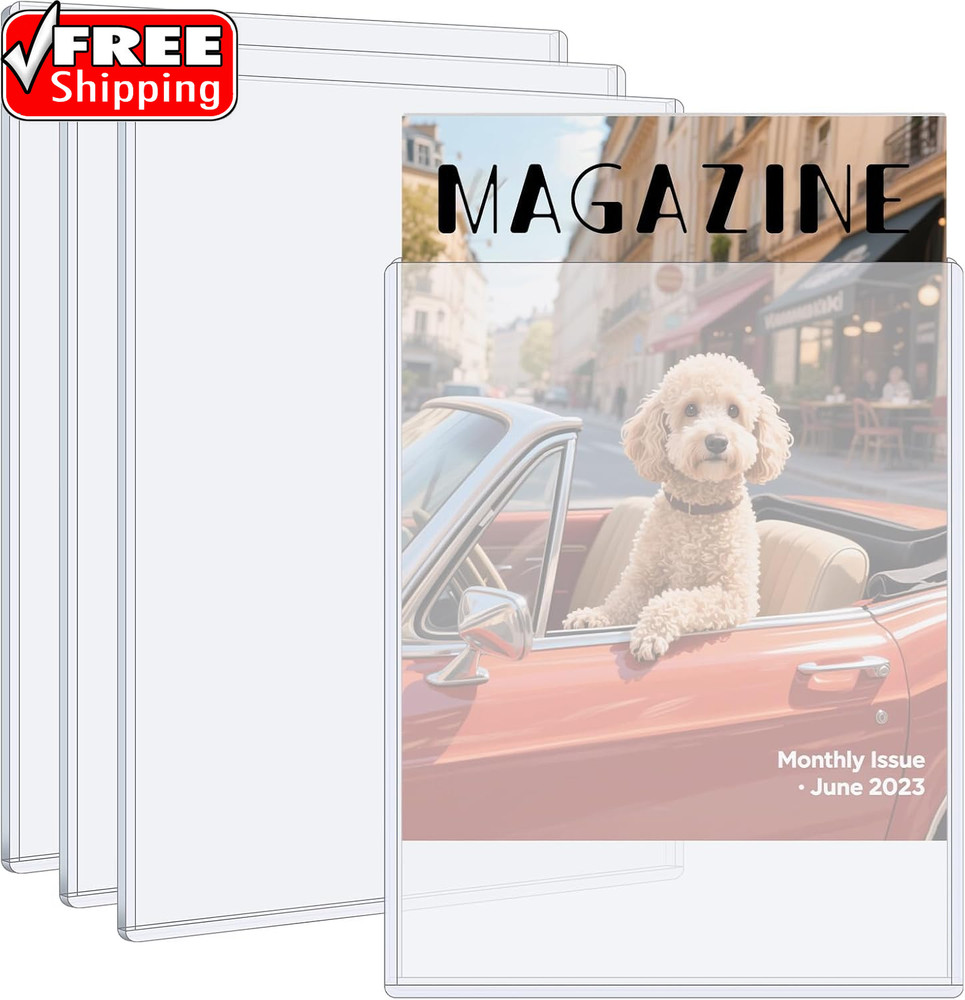 4 Pack Hard Plastic Magazine Protectors, Clear Magazine Display Sleeves Premium