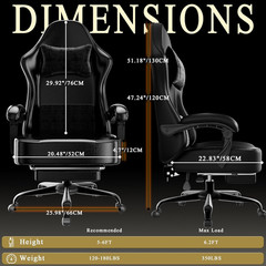 Gaming Chair with Pocket Spring Cushion and Footrest, Ergonomic Computer Chair f