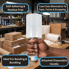 12 Rolls 5″ x 1000′ (45 Gauge) Extended Core Stretch Hand Shrink Wrap – Clear