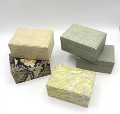 Leather Box Small Shagreen Embossed Gray Black