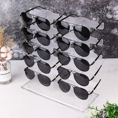 Lamoutor 2 Row Sunglasses Rack Holder Glasses Display Stand Transparent Color