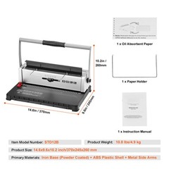 VEVOR Coil Spiral Binding Machine Manual Book Maker 34 Holes Letter Size A4 A5