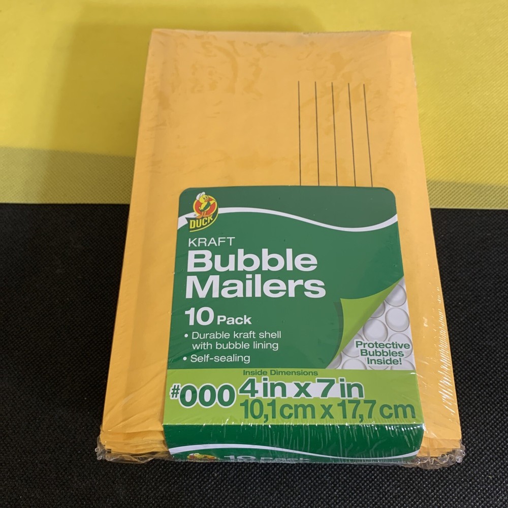KRAFT BUBBLE MAILERS #000 (4”x 7”Self-Sealing, 10-Count) SEALED