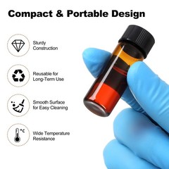 100 Pack 4ml Sample Vials 1 Dram Amber Glass Vials with Black PP Screw Caps US