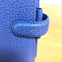 Filofax Leather Notebook 6 Hole Blue Leather Mini 6 Size Cover Used From Japan