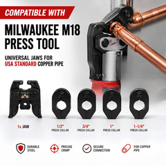 Rotating Press Jaws Set 1/2″ 3/4″ 1″ 1-1/4″for Milwaukee Ridgid US Warehouse