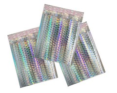 5-100 Pack Holographic Bubble Mailers, 4 sizes Metallic Glamour Padded Envelopes