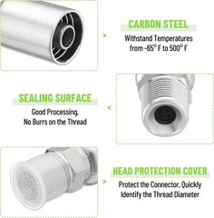 12-Pack 1/2″ Hose x 1/2″ NPTF Male Pipe Thread Hydraulic Hose End Crimp Fittings