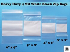 4Mil Whiteblock Heavy-duty White Block Zipper Bags Marker Writable Reclosable