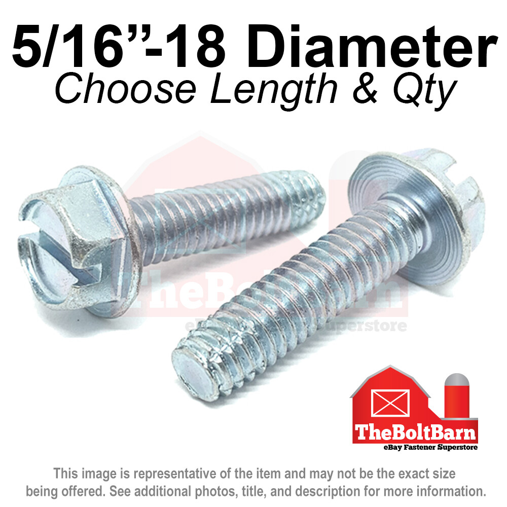5/16-18 Slotted Hex Washer Head Type F Thread Cutting Screws(Pick Length & Qty)