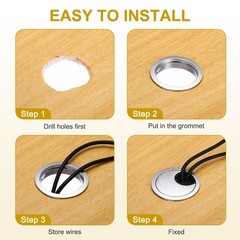 Desk Grommet 1.8 Inch,Zinc Alloy Desk Hole Cover,45mm,Silver