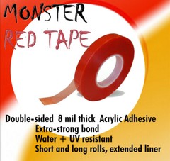 Double sided tape Red liner clear adhesive 8 mil 1/2″ x 750 ft