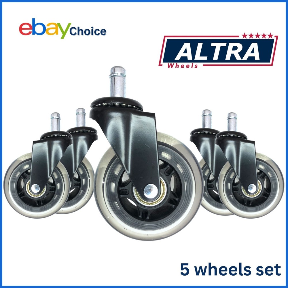 Set of 5 Office Chair Rollerblade Wheels Caster Heavy Duty 3 inch