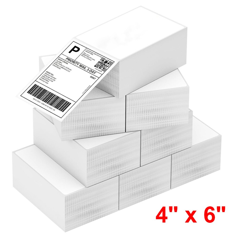 500/Stack 4×6 Fanfold Direct Thermal Shipping Labels Perforated Commercial Grade