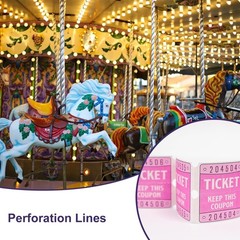 DGBDPACK 250 Raffle Tickets, 50/50 Double Roll 2 inches x 1 inch, Pink