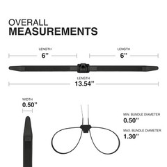 TR Industrial Contractor Series Dual Loop Heat-Stabilized UV Cable Ties, 13″