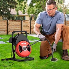 50FTx1/2″ Heavy Duty Drain Cleaner Machine,Auto Feed Sewer Snake Auger W/Cutter