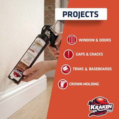 Kraken Bond Premium Siliconized Caulk Sealant, 10.1oz 12 Pack – White