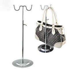 New Double Hook Chrome Adjustable Height Handbag Purse Stand Display Rack
